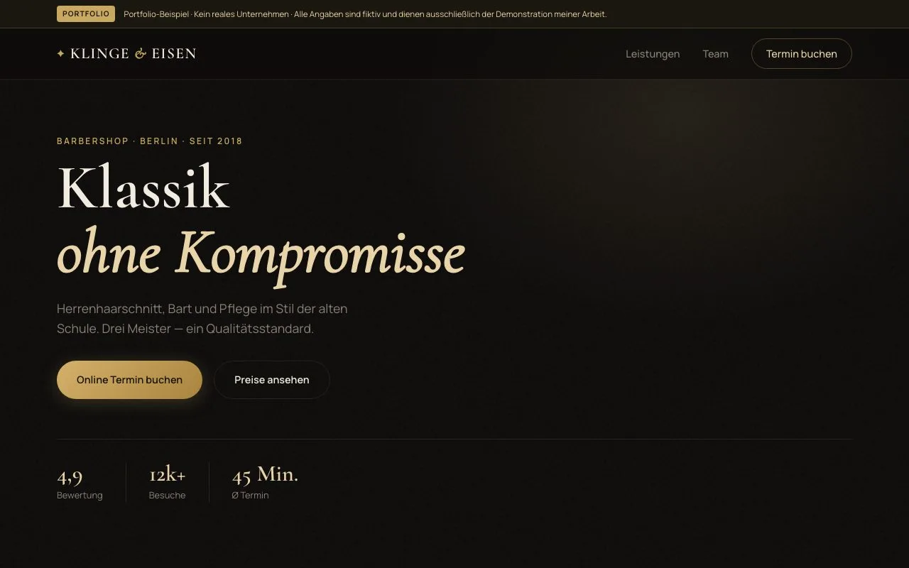 Beispiel: Barbershop-Website