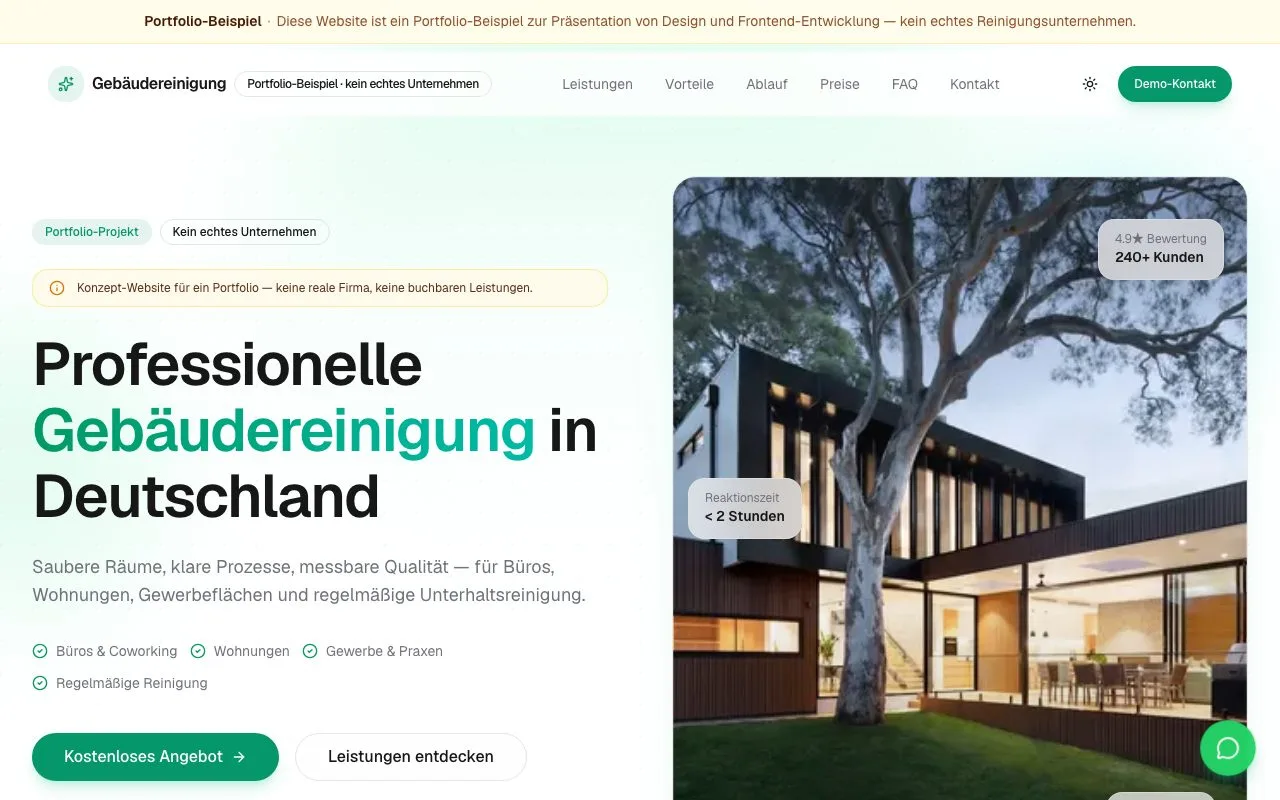 Beispiel: Gebäudereinigung-Website